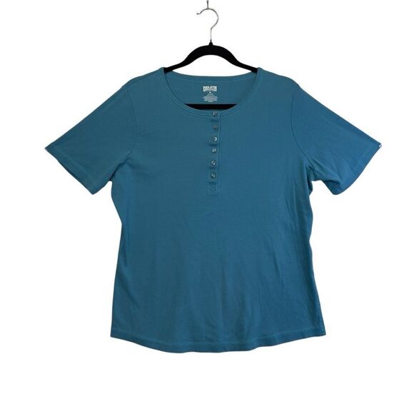 Duluth Trading Co. Blue Short Sleeve Button Front Size medium - Picture 1 of 12